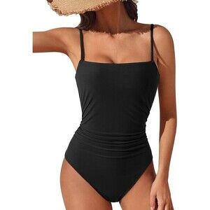 NWOT SUUKSESS Tummy Control 1 Piece Swimsuit Square Neck Bathing Suit Sz Medium